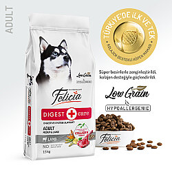 Felicia 15 Kg Yetişkin Kuzulu M/Large Az Tahıllı Breed HypoAllergenic Köpek Maması