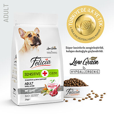 Felicia 3 Kg Yetişkin Kuzulu Small/Mini Az Tahıllı HypoAllergenic Köpek Maması - 1