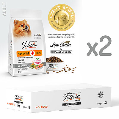 Felicia 6 Kg (2x3 Kg) Kolajenli Somonlu Az Tahıllı Small/Mini Yetişkin Köpek Maması - 1
