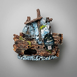 G112 Orta boy Yosunlu Yelkenli Gemi 20x19 cm