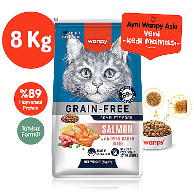 Wanpy Tahılsız Somon Yetişkin Kedi Maması  8 Kg - 1