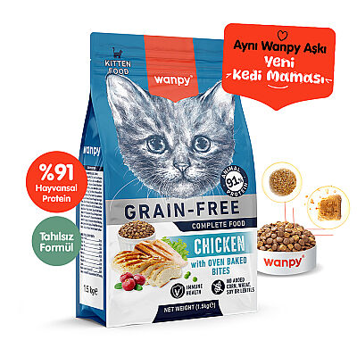 Wanpy Tahılsız Tavuklu Yavru Kedi Maması  1,5 Kg - 1