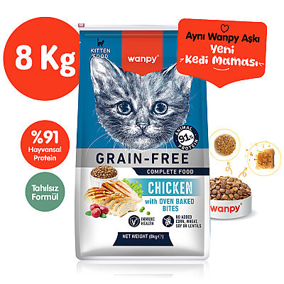 Wanpy Tahılsız Tavuklu Yavru Kedi Maması 8 Kg - 1